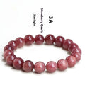 Polished cherry red strawberry quartz geometric bracelet on a white background, showing 3A and 5A grade options.