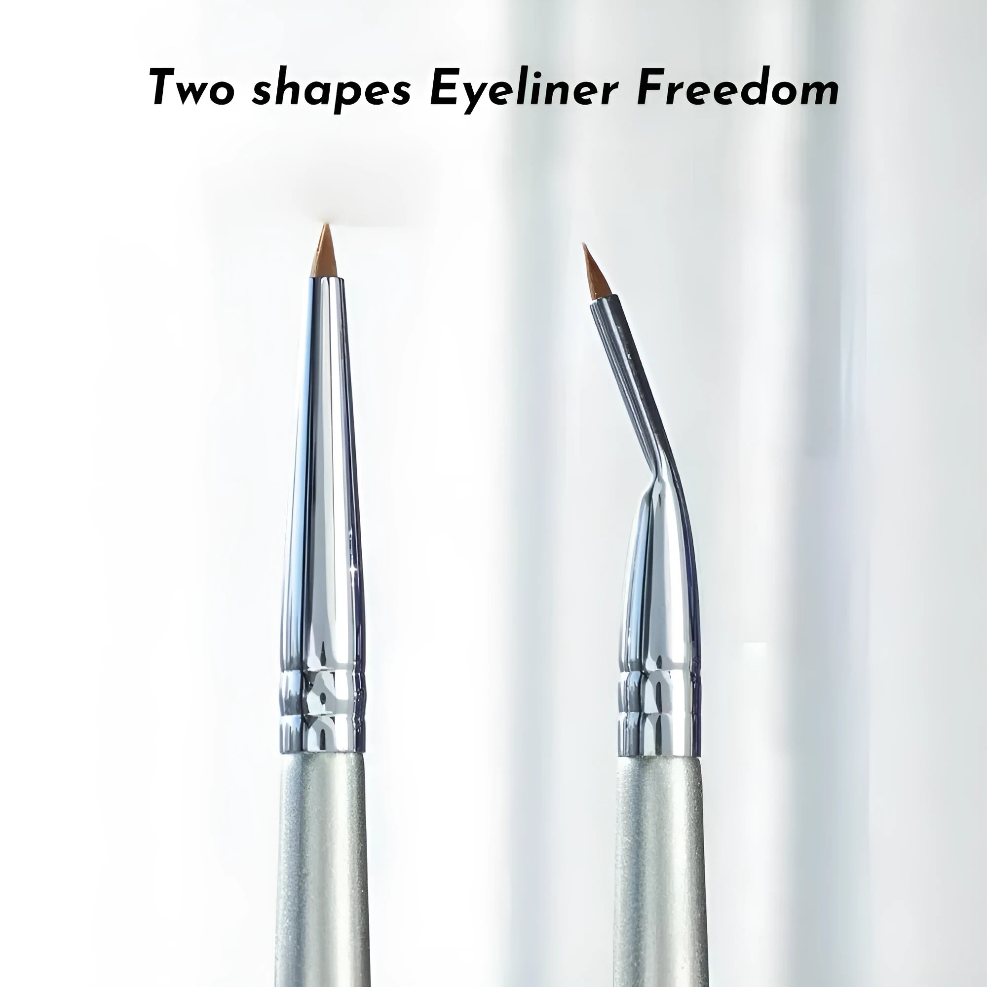 Bent head eyeliner brush for detailed eye makeup application and under-eye work