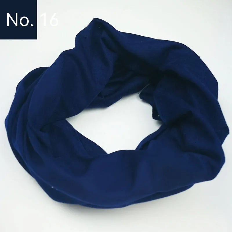 Seamless stretch polyester magic headscarf for outdoor sports in assorted colours.