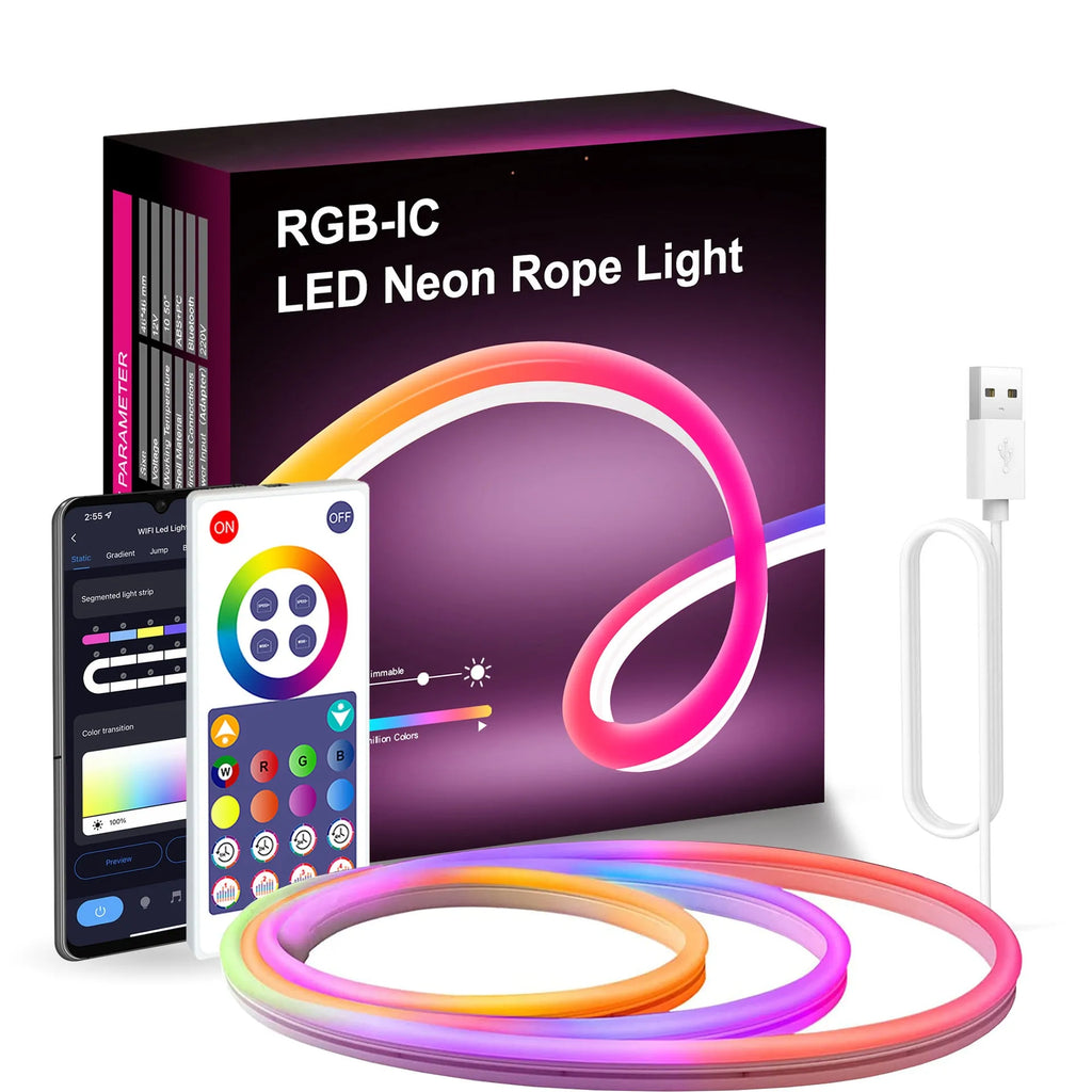 3-metre USB RGB neon light strip with Bluetooth and WiFi remote control