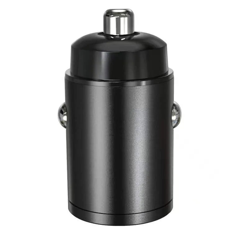 Compact black zinc alloy car cigarette lighter USB charger showing 45mm size