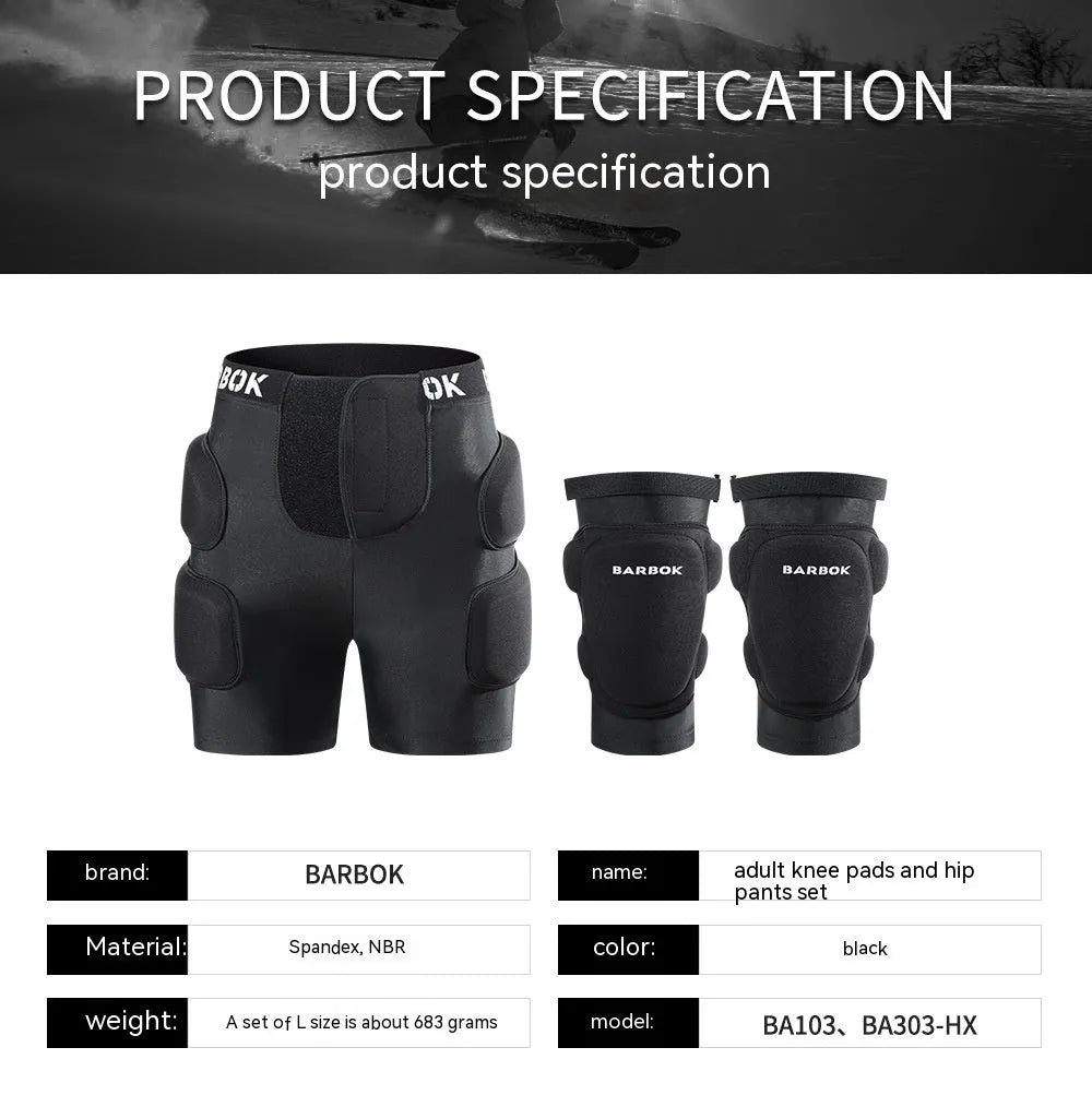 Black adult hip protection pants with NBR foam padding for roller skating and skateboarding