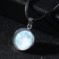 Luminous alloy pendant necklace with organic glass Christmas moon night sky celestial design