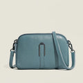 Genuine cowhide leather women's shoulder bag in horizontal square shape, 19x13x6cm, shown in a neutral colour.