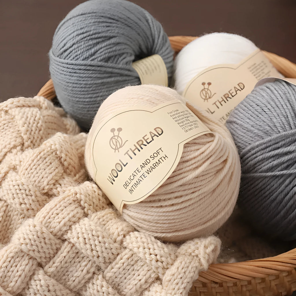 Roll of wool knitting yarn in a choice of colours for hand knitting with needle number 10.