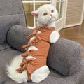 Lace-up polyester recovery clothing for cats after sterilisation, shown in multiple colours and sizes.