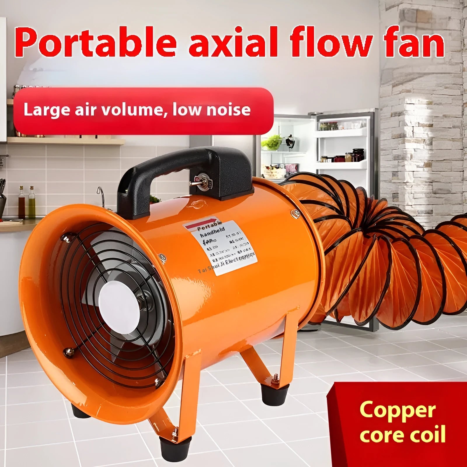 8 inch titanium steel industrial axial flow fan with 7 blades for dust removal and ventilation