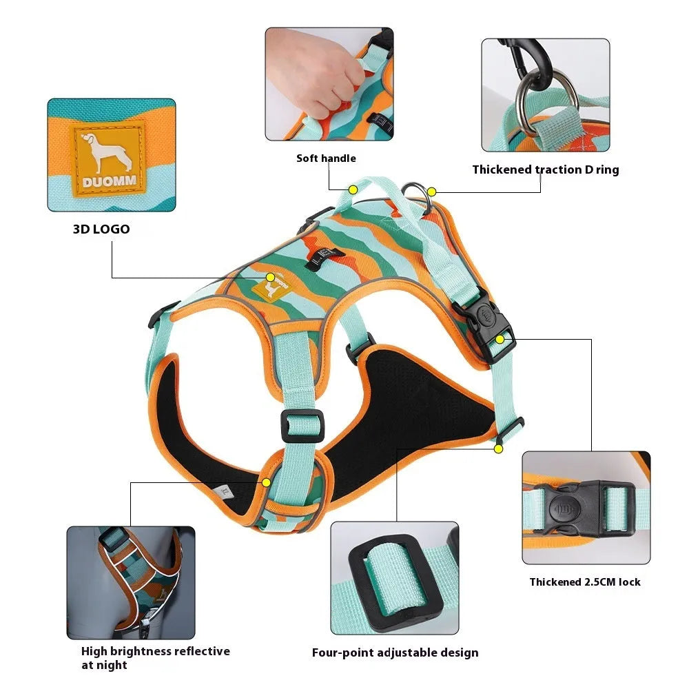 Reflective dog commuter holding rope in Oxford cloth with hand control section