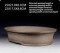 Handmade antique oval bonsai pot in purple sand clay measuring 25x21x6.3cm