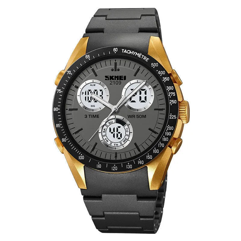 Unisex casual electronic watch with resin mirror and TPU strap in army green camouflage colour