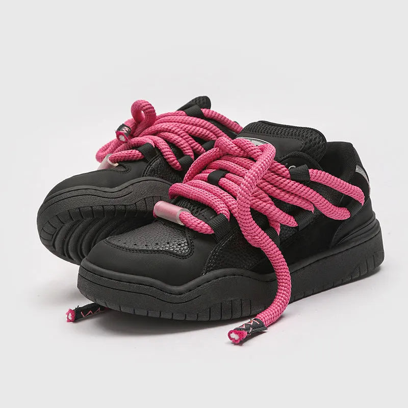 Unisex casual lace-up trainers with thick rubber sole in four colour options