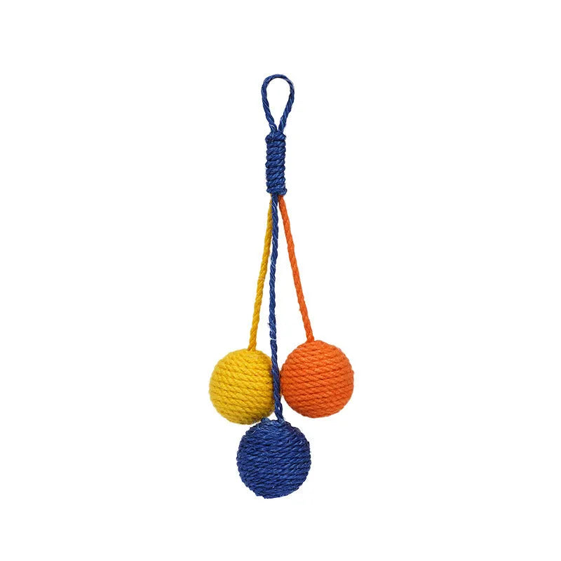 Multi-colour cat teaser wand set with bite-resistant catnip balls and feather attachments