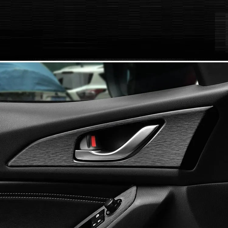 Car interior decorative film sticker kit showing centre console, instrument panel, and trim pieces