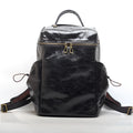 Classic retro Crazy Horse leather backpack in black with anti-theft multi-compartment design