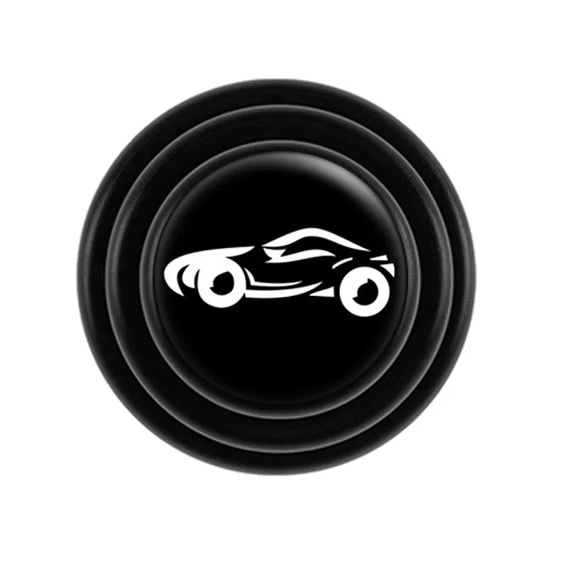 Silicone car door shock absorber pads in black and luminous styles, 20mm diameter, on car door edge.