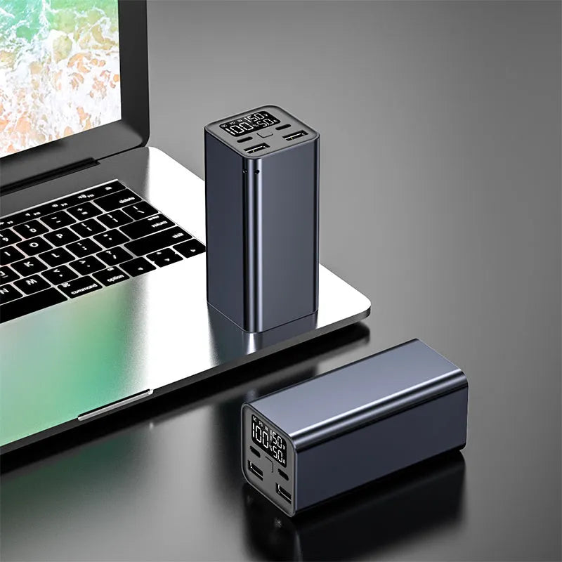 Black metal 65W 20000mAh power bank for laptop and USB-C device charging