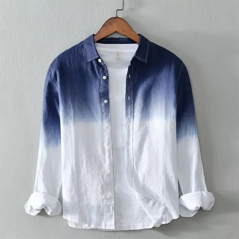 Casual loose fit top coat for teenagers in polyester hemp blend, shown in dark blue, light blue, and yellow.