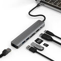LQT-LH07 7-in-1 USB-C multi-port hub with card reader slots, HDMI, and USB ports.