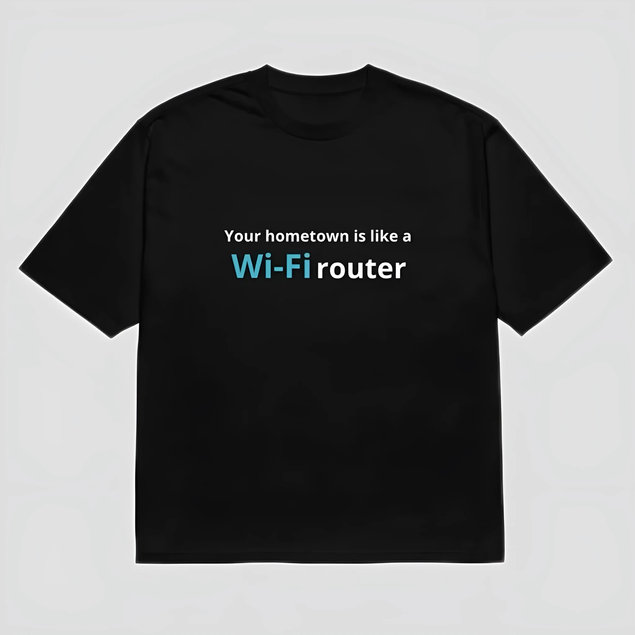 Black men's T-shirt with a 3D digital cartoon pattern, round neck, and short sleeves.