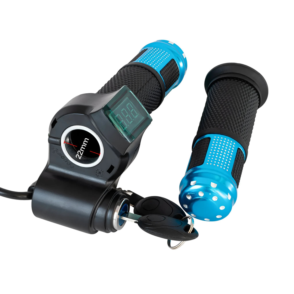 Electric vehicle handlebar replacement section showing 5-core wire connection and multiple colour options