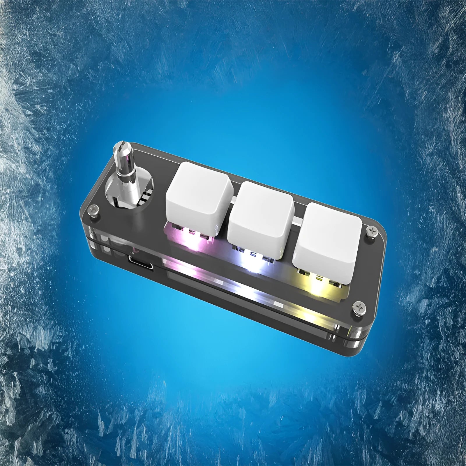 Black programmable mechanical keypad with RGB backlighting for copy paste operations