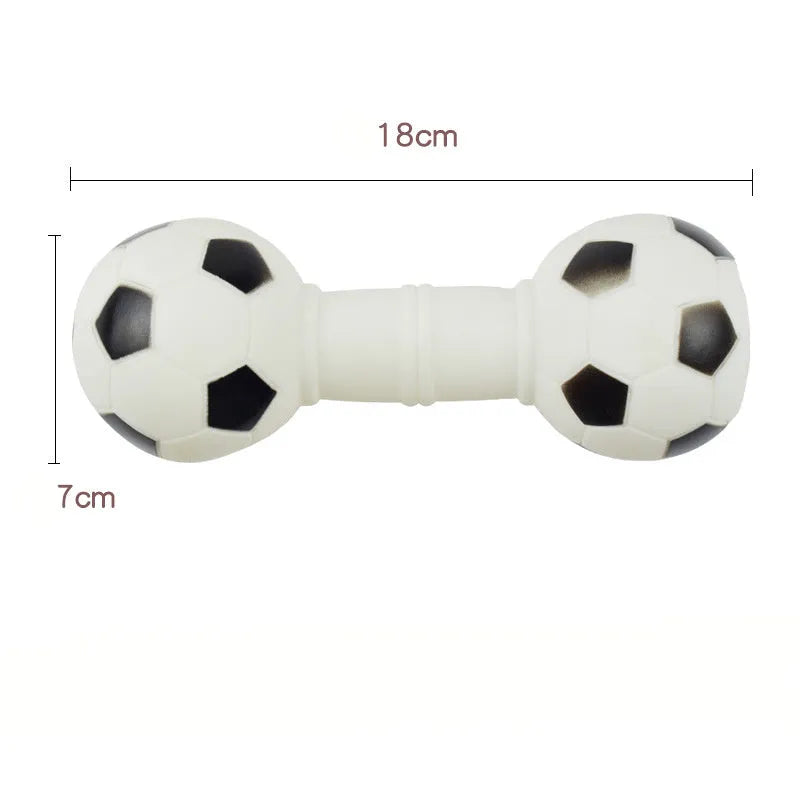 PVC football dumbbell shaped squeaky chew toy for dogs in assorted colours