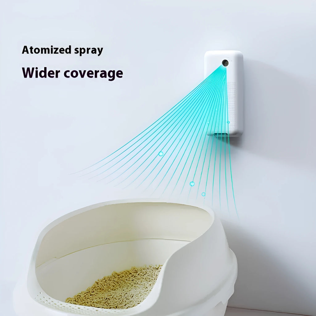 Xiaopei smart spray deodoriser machine and bracket for pet litter box odour removal.
