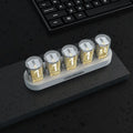 RGB LED digital clock with colourful display showing time, black plastic casing measuring 268mm wide