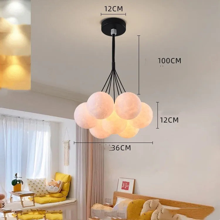 Nordic style iron fish chandelier ceiling light in gold or black finish with multiple LED bulbs and PMMA shade.