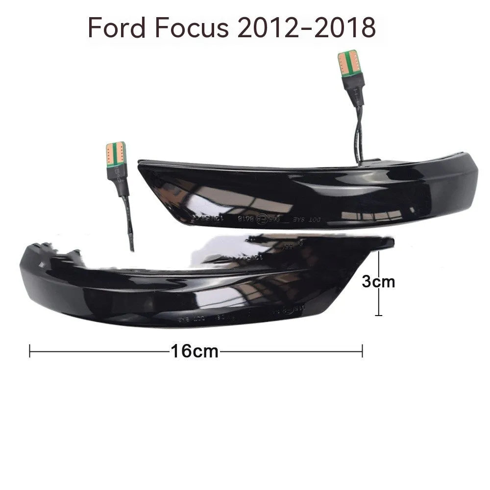 Ford Focus rearview mirror waterfall light in blue and yellow two-tone colours for 2008-2018 models