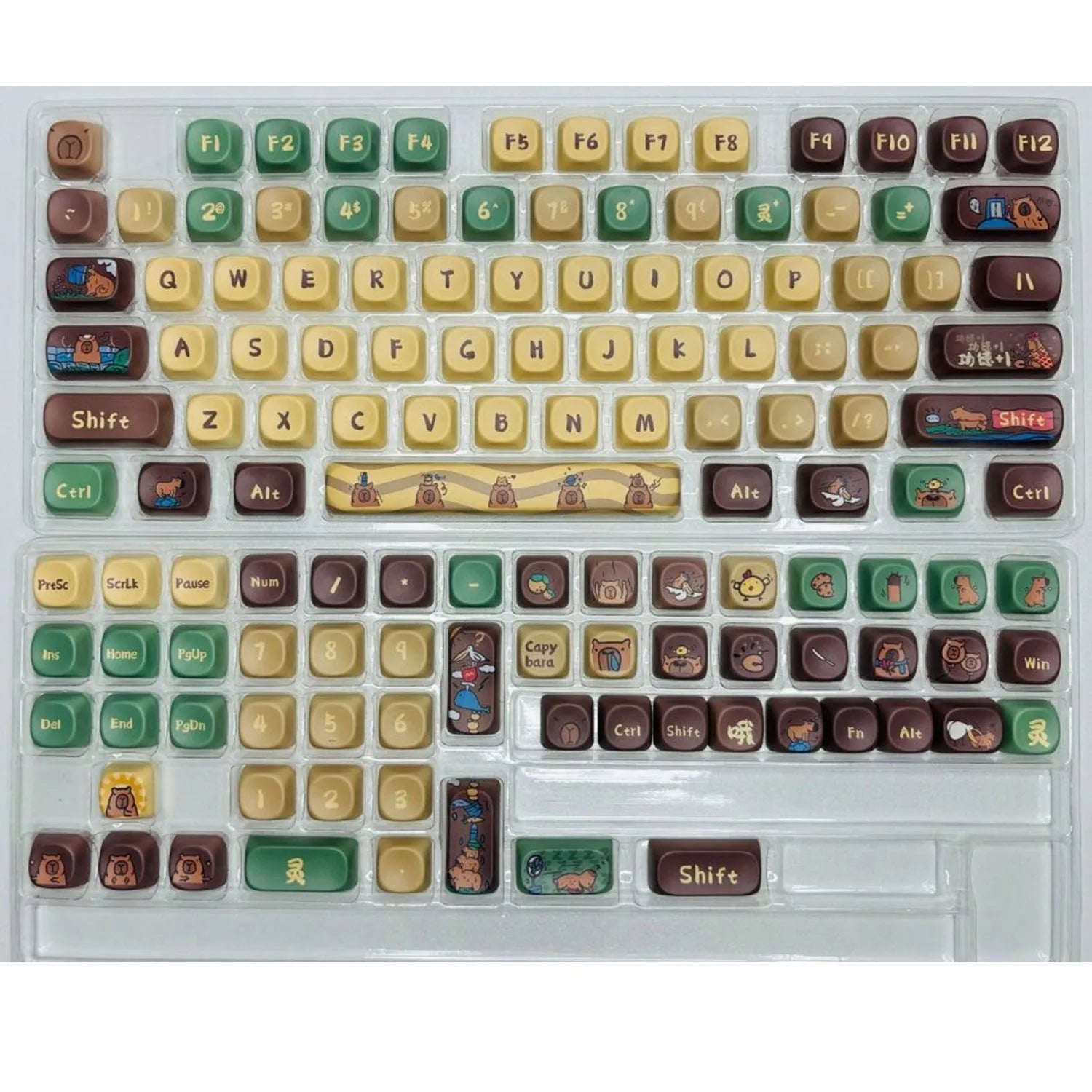 Capabala mechanical keyboard keycaps set showing 130 ABS keycaps with MOA height profile design