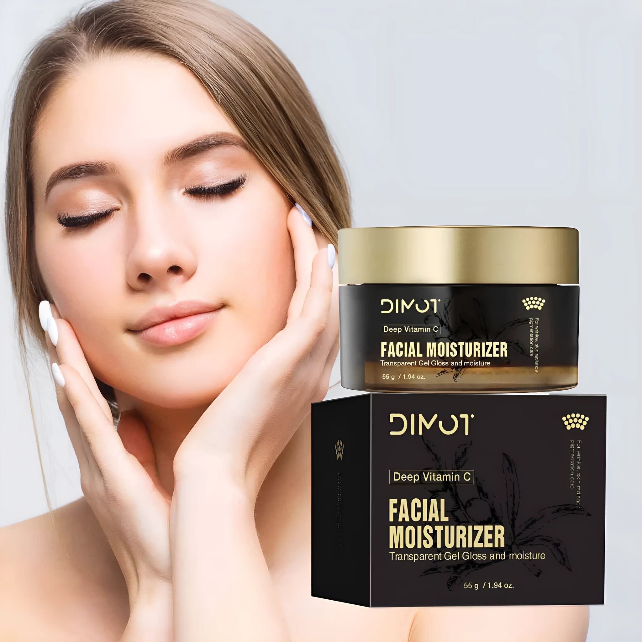 Deep Dimension C Moisturizing Facial Cream 50ml in a circular pot with white and blue label