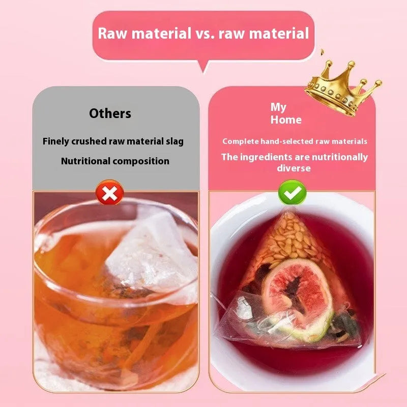 Packets of Black Wolfberry Mulberry Tea blend with flaxseed and fig for women's health care.