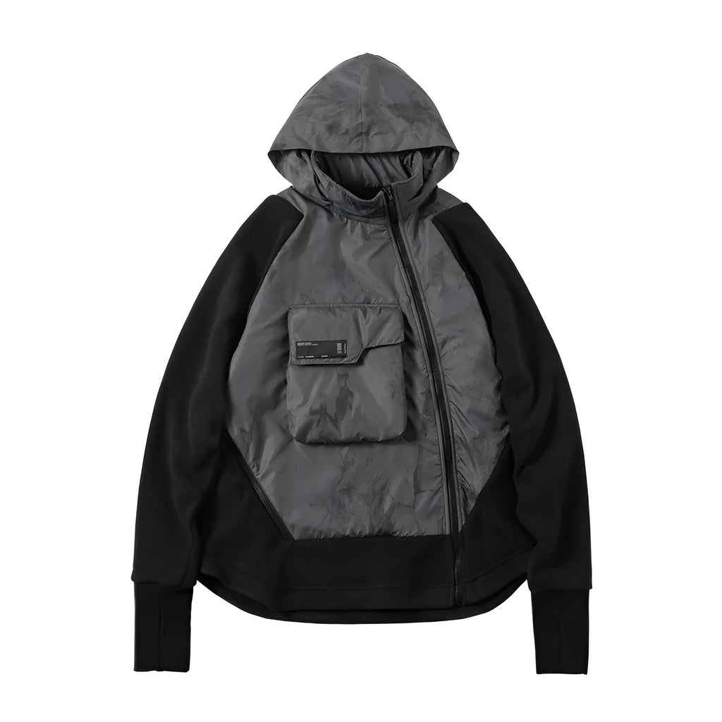 Men's Cotton Fleece Jacket Loose Hooded Jacket with Trend Stitching Black M-2XL Casual Youth Popular Style Outerwear for Everyday Wear