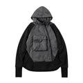 Men's Cotton Fleece Jacket Loose Hooded Jacket with Trend Stitching Black M-2XL Casual Youth Popular Style Outerwear for Everyday Wear
