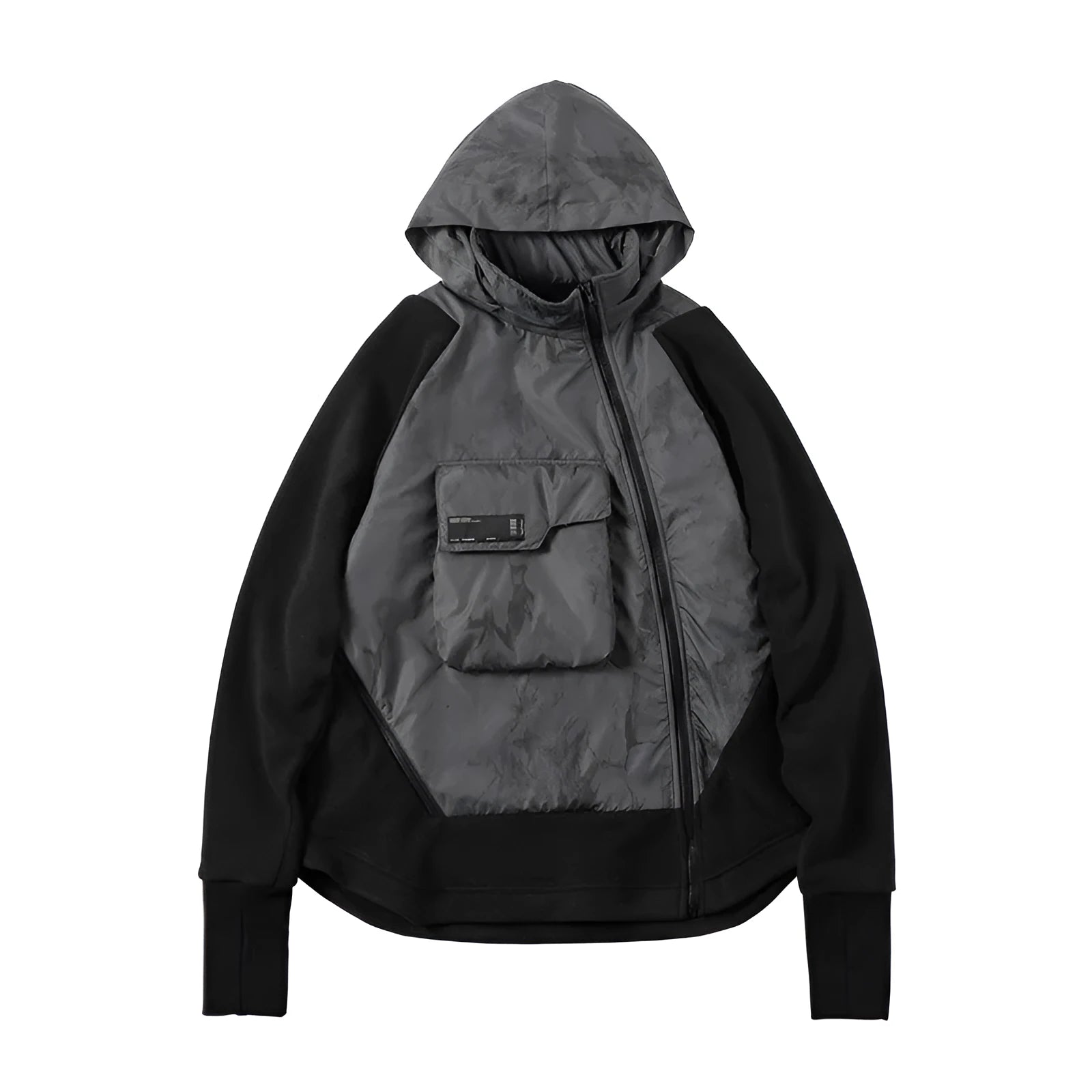 Men's Cotton Fleece Jacket Loose Hooded Jacket with Trend Stitching Black M-2XL Casual Youth Popular Style Outerwear for Everyday Wear