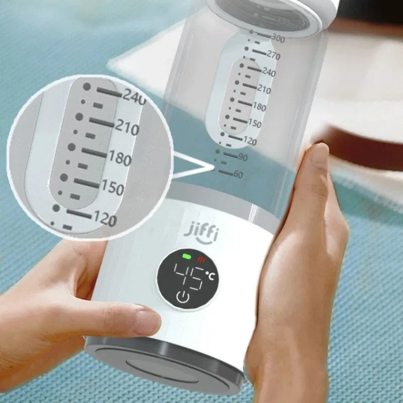 White portable milk warmer with 350ml capacity and 9000mAh battery