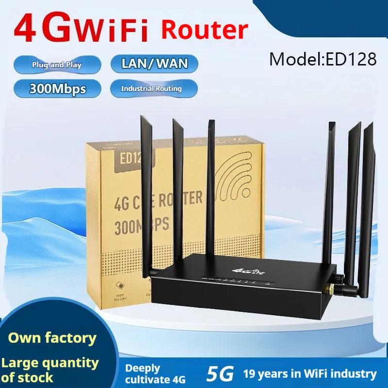 Industrial grade iron box 4G router with removable antennas and power adapter