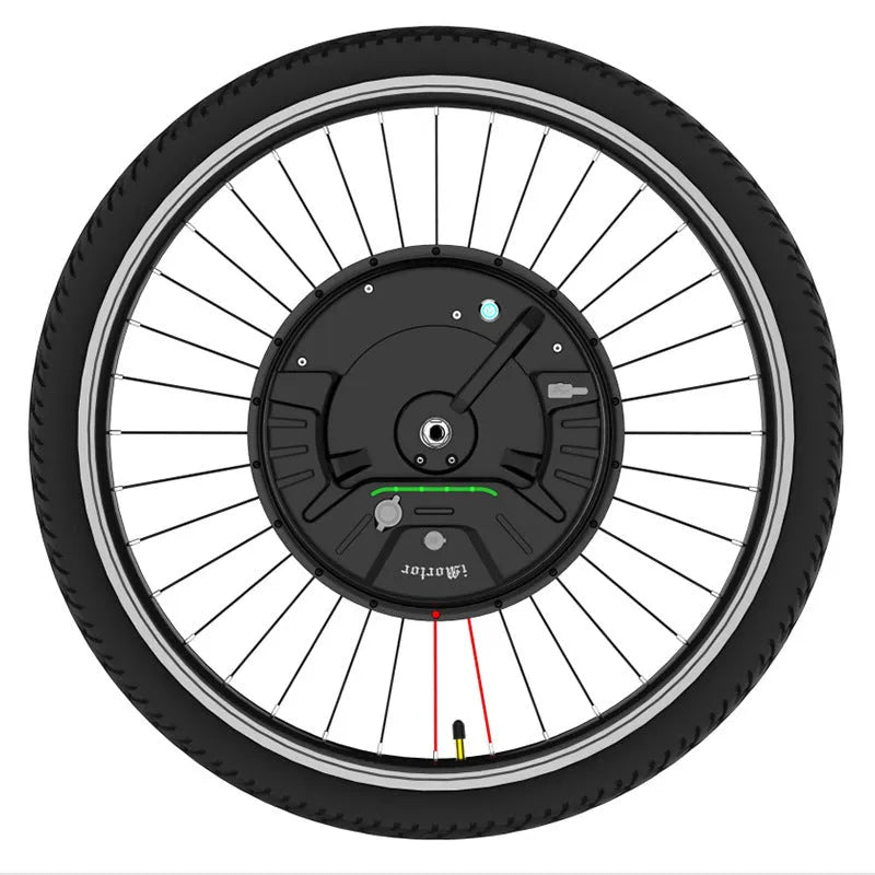 Black alloy hub electric conversion wheel for mountain bicycle with intelligent micro-power motor