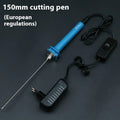 Blue plastic-handled electric foam cutting pen with adapter for polystyrene and pearl cotton.