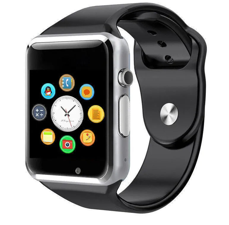 Cross-border A1 smart watch with 1.54-inch touch screen shown in multiple colour options including black, silver, white, gold, pink, red, green, and blue
