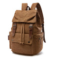 Canvas travel backpack in khaki with airpillow straps and sewing line detailing