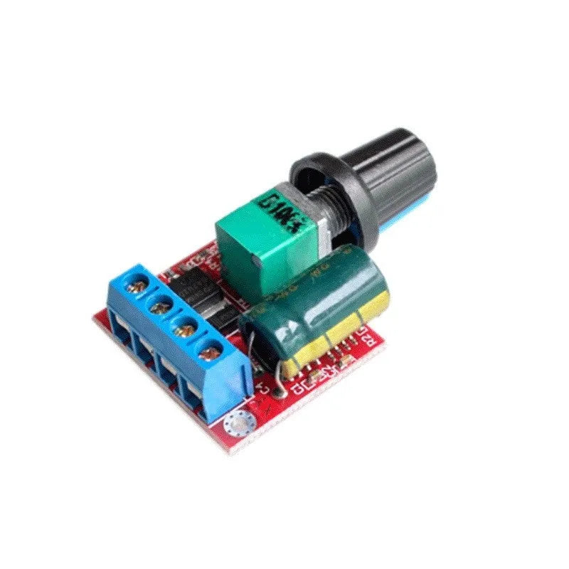 PWM DC motor speed governor for 5V to 35V applications with compact dimensions