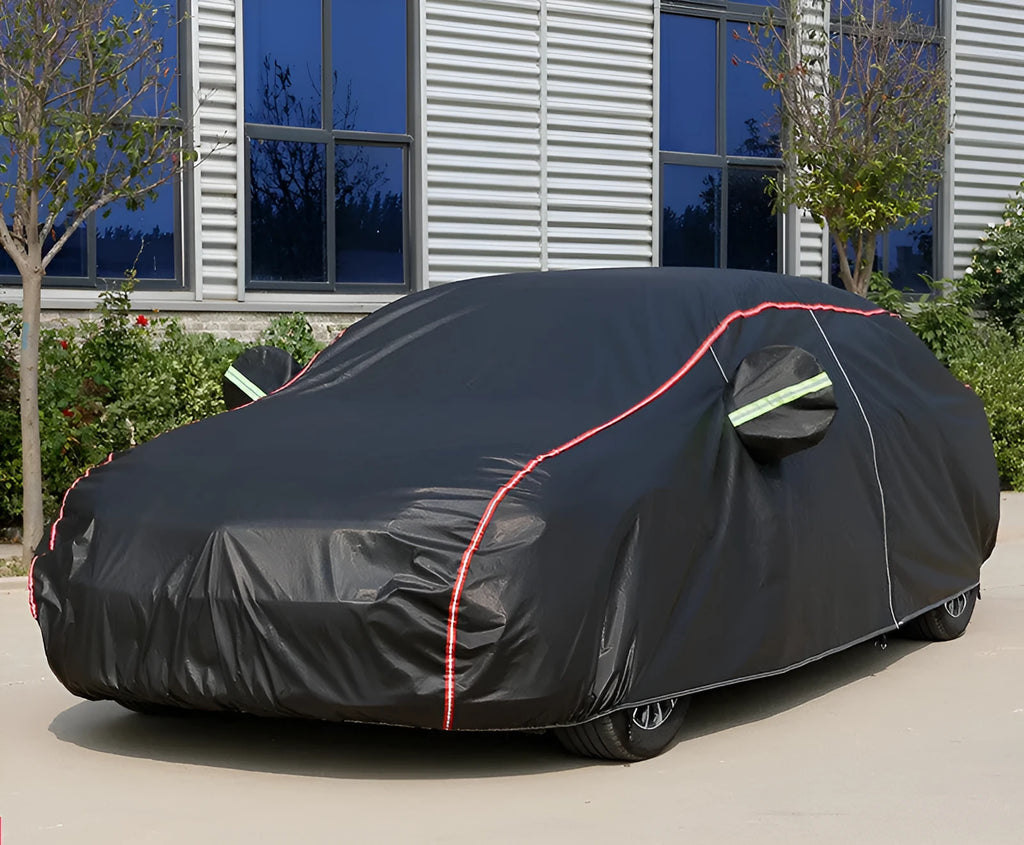Oxford car sun protection jacket in silver on a vehicle showing heat insulation cotton velvet cover