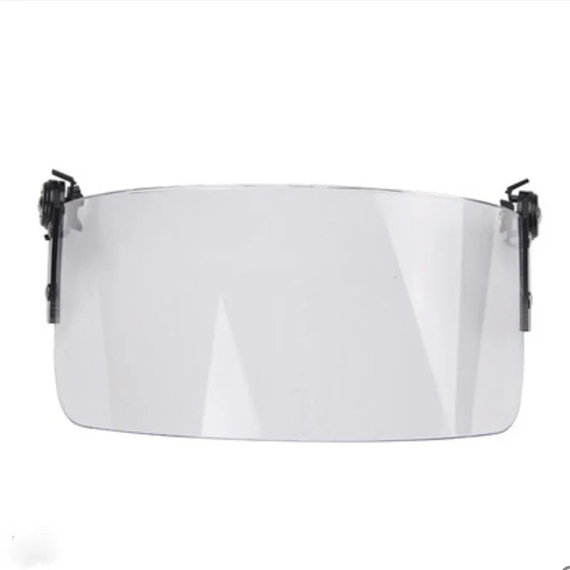 Transparent PC helmet face protection shield with windproof lens on guide rail mount