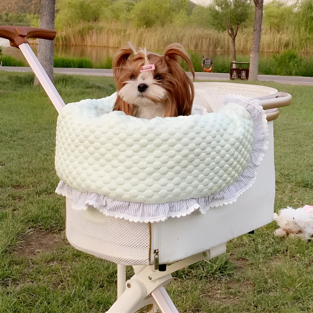 Pet stroller three-piece set with removable towel, cushion and pillow in pure cotton material