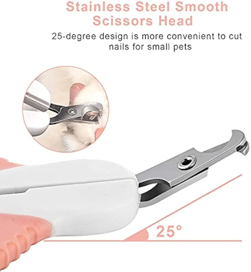 Cat nail clippers with curved blade and safety guard for small pet grooming