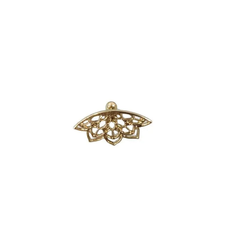 Spider web design stud earrings in gold and silver electroplated metal.