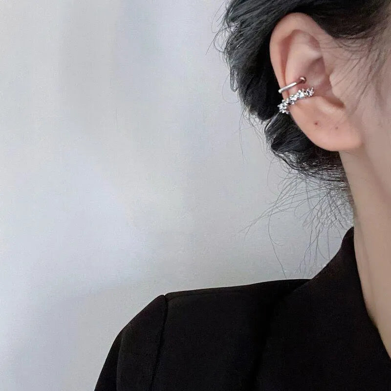 Alloy irregular frosty geometric ear clip earrings with double clip mechanism