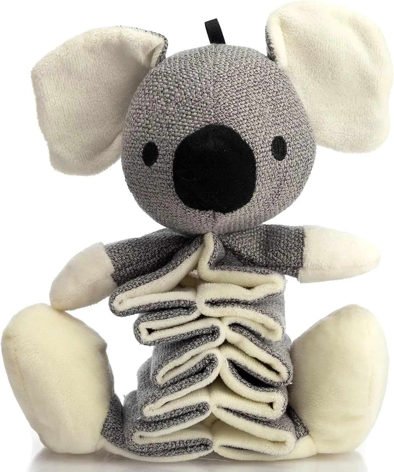 Grey koala stuffed dog toy measuring 30cm with crinkle paper inside.